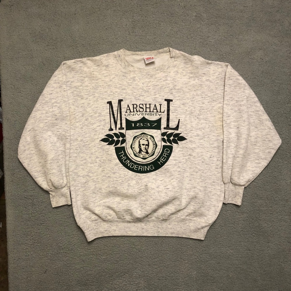 Vintage Marshall University Thundering Herd Sweatshirt H Wolf & Sons Grey XL